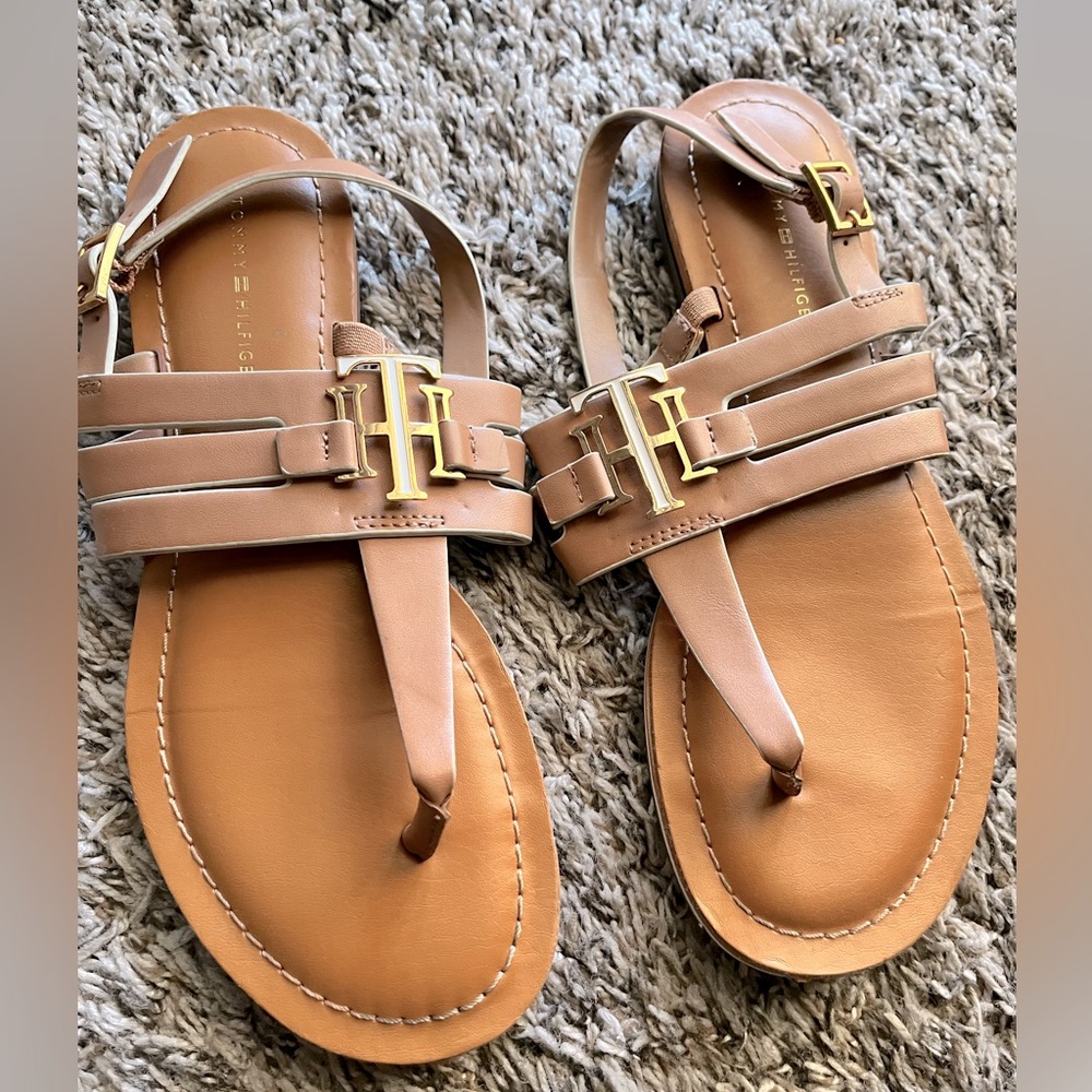 Brown Tommy Hilfiger Flat Sandals